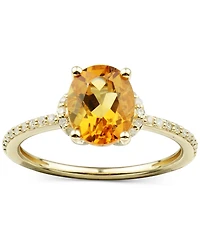 Citrine (1-5/8 ct. t.w.) & Diamond (1/8 ct. t.w.) Ring in 14k Gold