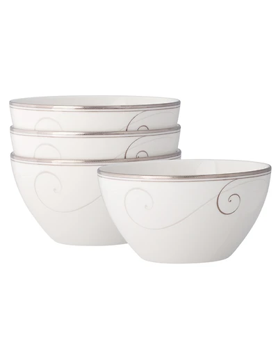 Noritake Platinum Wave Set of 4 Rice Bowls, Service For 4