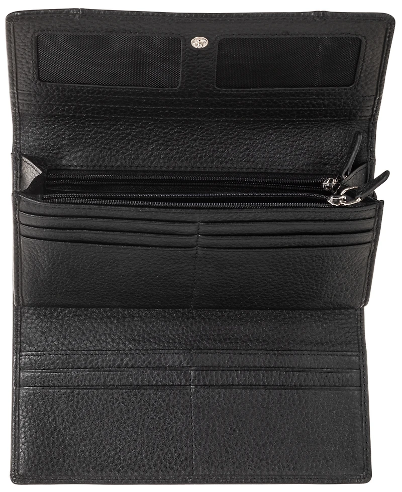 Mancini Women's Pebbled Collection Rfid Secure Trifold Wallet