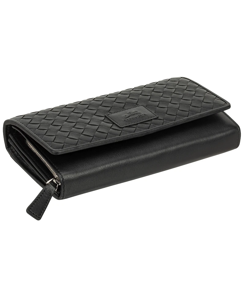 Mancini Women's Basket Weave Collection Rfid Secure Clutch Wallet