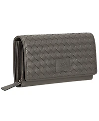Mancini Women's Basket Weave Collection Rfid Secure Clutch Wallet