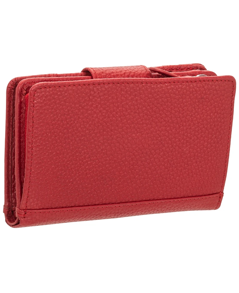 Mancini Women's Pebbled Collection Rfid Secure Clutch Wallet