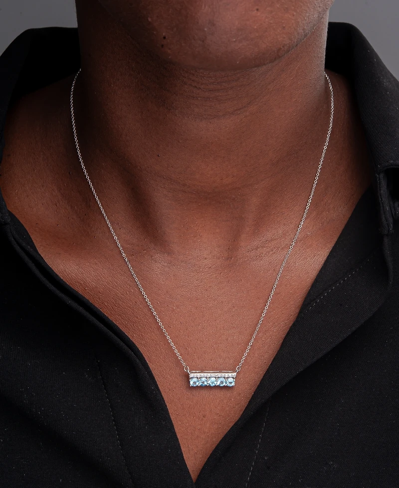 Amethyst (3/4 ct. t.w.) & Diamond (1/10 Bar 17" Pendant Necklace Sterling Silver (Also Lab-grown White Sapphire, Pink Sapphi