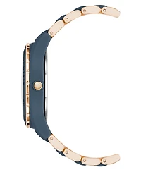Anne Klein Women's Three-Hand Quartz Rose Gold-Tone and Blue Solar Oceanwork Plastic Bracelet Watch, 38.5mm