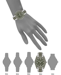 Anne Klein Women's Three-Hand Quartz Silver-Tone and Olive Green Solar Oceanwork Plastic Bracelet Watch, 38.5mm