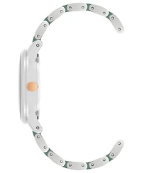 Anne Klein Women's Three-Hand Quartz Silver-Tone Alloy with Green Ceramic Bracelet Watch, 32mm