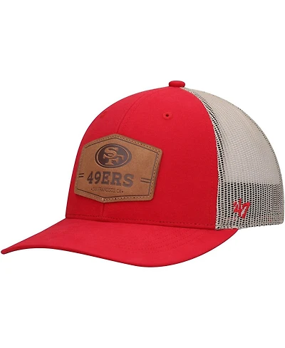 Men's '47 Scarlet, Natural San Francisco 49ers Rawhide Trucker Adjustable Hat