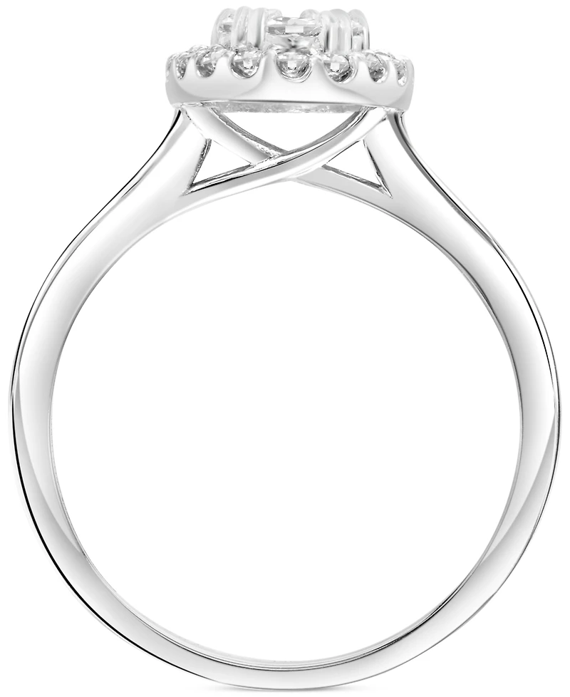 Diamond Oval Cluster Engagement Ring (1/2 ct. t.w.) in 14k White Gold