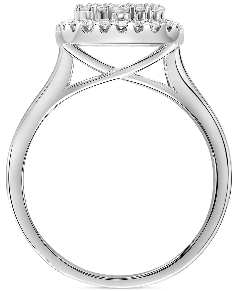 Diamond Cushion Cushion Cluster Engagement Ring (3/4 ct. t.w.) in 14k White Gold