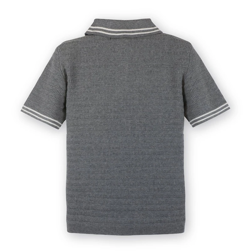 Hope & Henry Baby Boys Short Sleeve Sweater Polo with Tipping