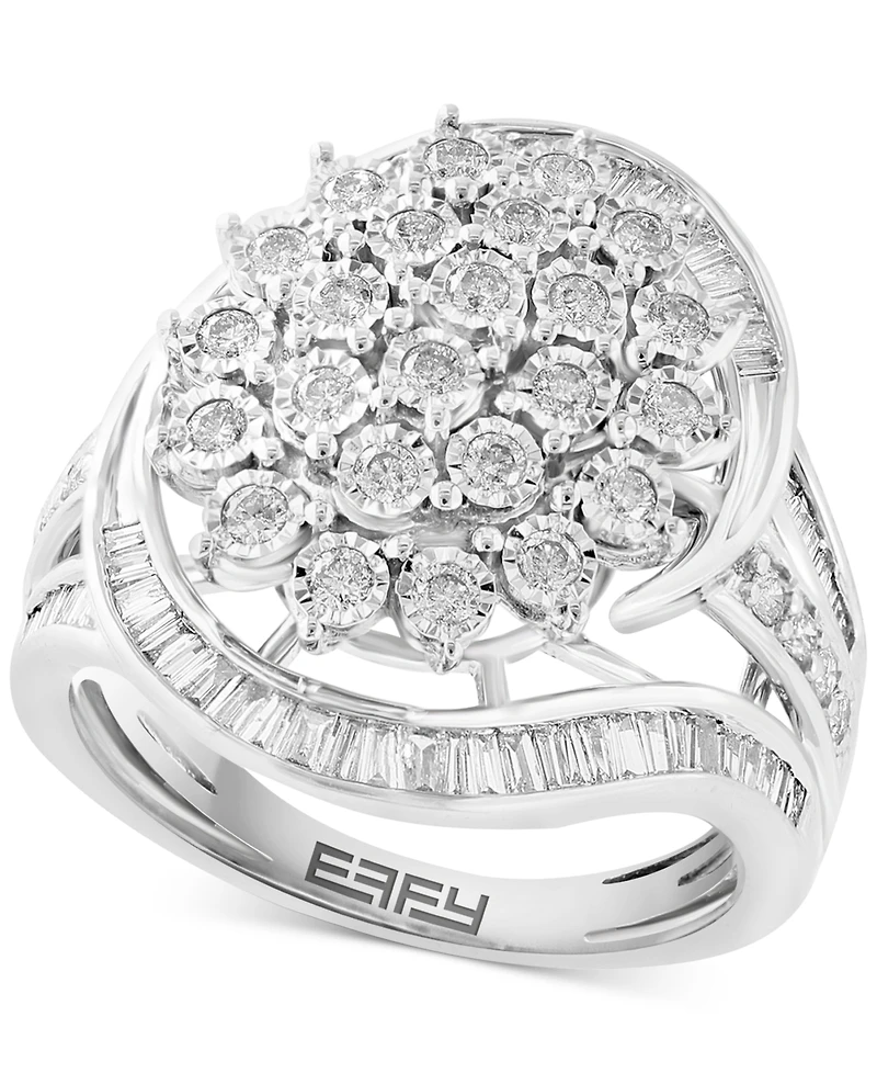 Effy Diamond Round & Baguette Cluster Swirl Ring (7/8 ct. t.w.) 14k Gold