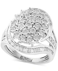 Effy Diamond Round & Baguette Cluster Swirl Ring (7/8 ct. t.w.) 14k Gold