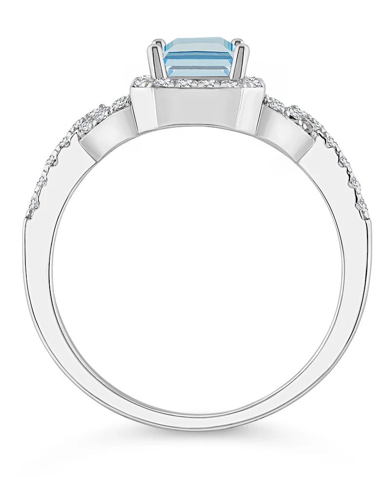 Macy's Topaz (1/3 ct. t.w.) Halo Ring Sterling Silver