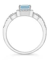 Macy's Topaz (1/3 ct. t.w.) Halo Ring Sterling Silver