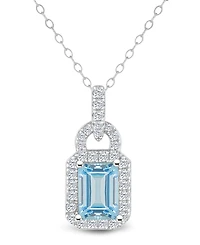 Macy's Topaz (1/4 ct. t.w.) Halo Pendant Necklace Sterling Silver