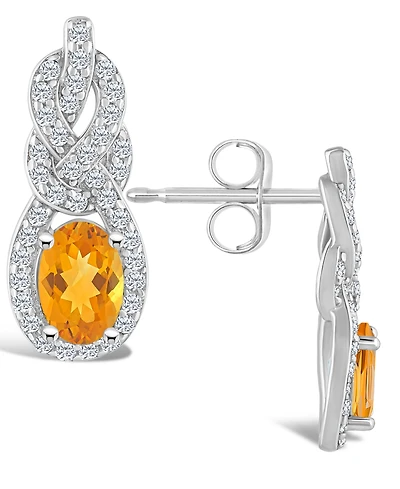 Macy's Topaz (3/4 ct. t.w.) Halo Drop Earrings Sterling Silver