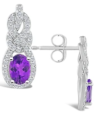 Macy's Topaz (3/4 ct. t.w.) Halo Drop Earrings Sterling Silver