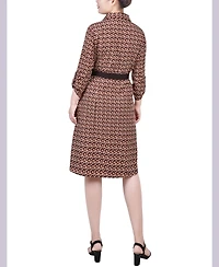 Ny Collection Petite 3/4 Roll Tab Sleeve Shirtdress