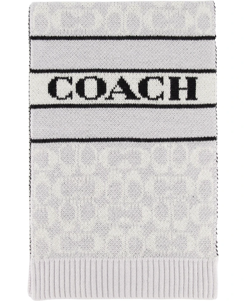 Coach Women's Signature Logo Wool-Blend Rib Knit Scarf