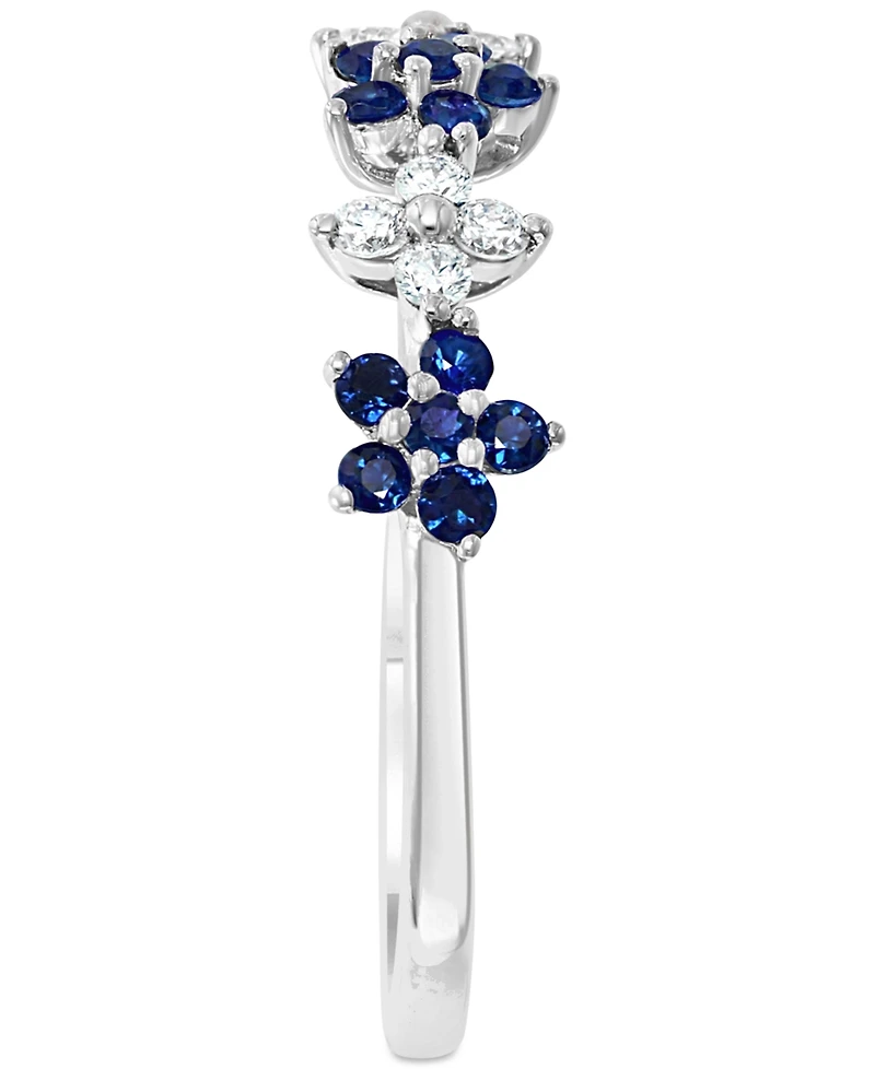 Lali Jewels Sapphire (3/8 ct. t.w.) & Diamond (1/6 Flower Band 14k White Gold