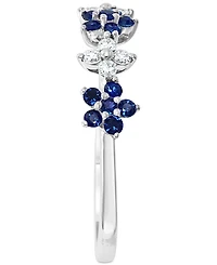 Lali Jewels Sapphire (3/8 ct. t.w.) & Diamond (1/6 Flower Band 14k White Gold