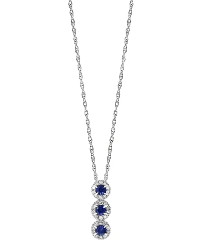 Lali Jewels Sapphire (1/6 ct. t.w.) & Diamond (1/10 18" Pendant Necklace 14k Rose Gold (Also Available Yellow or White Gold)