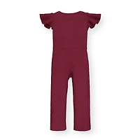 Hope & Henry Baby Girls Short Sleeve Rib Knit Button Front Jumpsuit