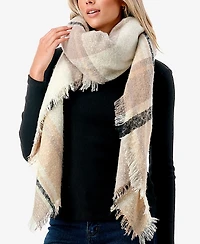 Marcus Adler Women's Cozy Plaid Fringe-Trim Blanket Scarf