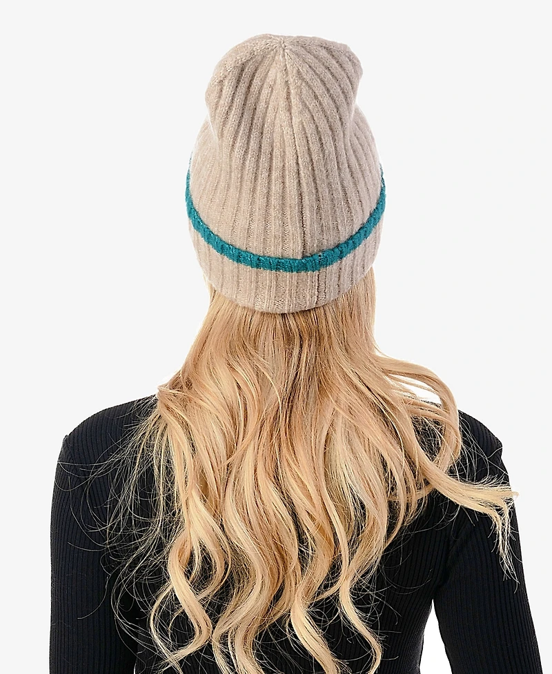 Marcus Adler Women's Stripe Cuff Ribbed Knit Beanie