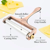 Stainless Steel Wire Cheese Slicer - Adjustable Hand Held Cutter with 2 Extra Wires
