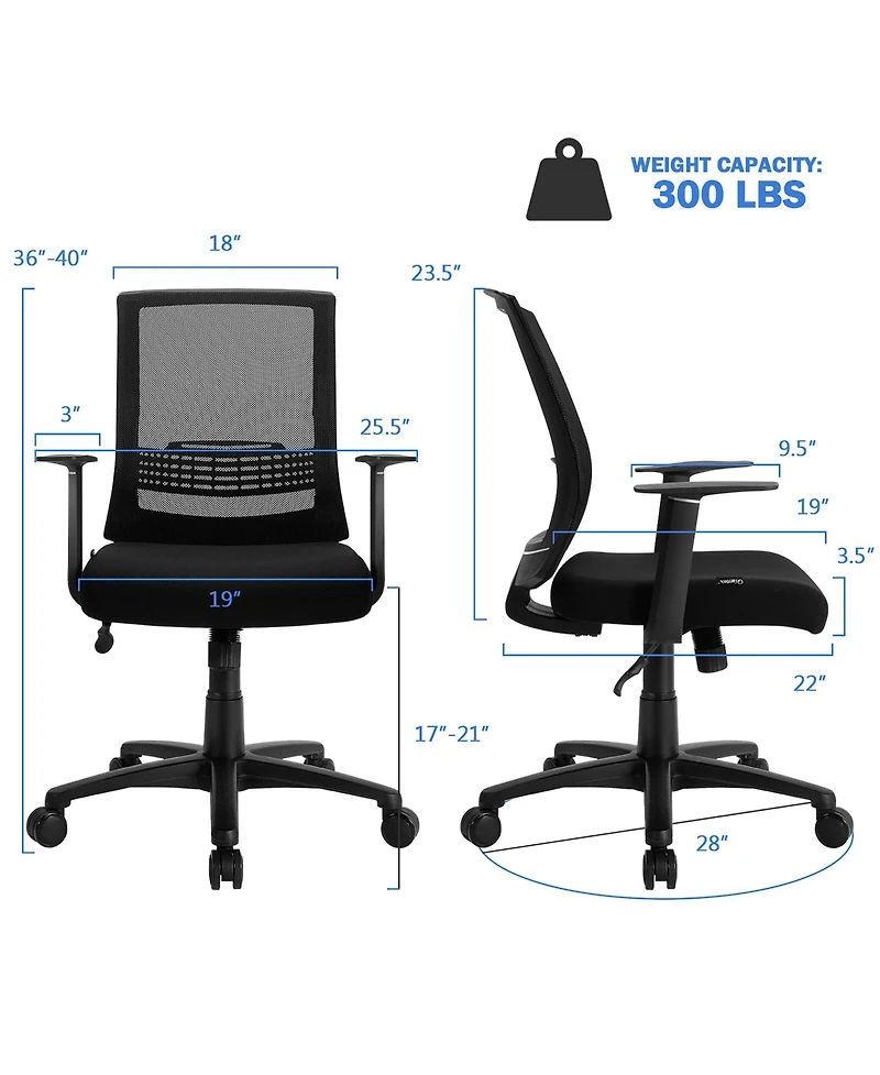 Mesh Office Chair Mid Back Task Chair Height Adjustable