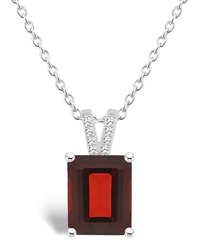 Macy's Women's Garnet (4 ct.t.w.) and Diamond Accent Pendant Necklace in Sterling Silver