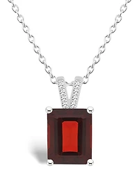 Macy's Women's Garnet (4 ct.t.w.) and Diamond Accent Pendant Necklace in Sterling Silver