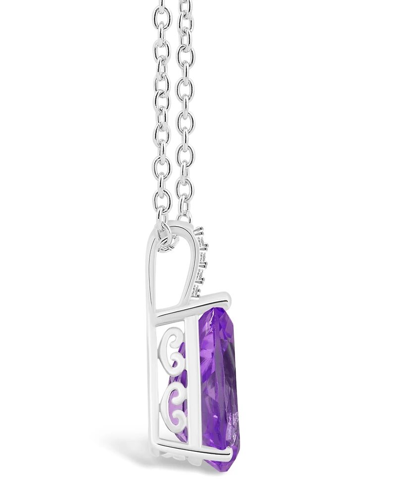 Macy's Women's Amethyst (2-3/4 ct.t.w.) and Diamond Accent Pendant Necklace in Sterling Silver