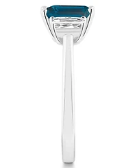 Macy's Women's London Blue Topaz (2 ct.t.w.) and White (3/4 3-Stone Ring Sterling Silver