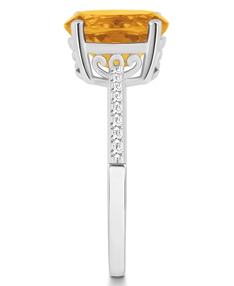 Macy's Women's Citrine (2-1/2 ct.t.w.) and Diamond (1/10 Ring Sterling Silver