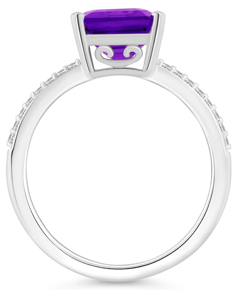 Macy's Women's Amethyst (3-1/6 ct.t.w.) and Diamond (1/10 Ring Sterling Silver