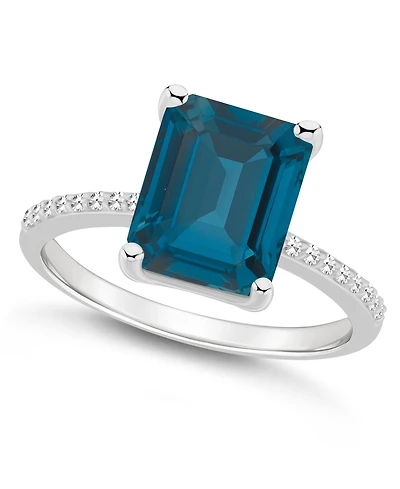 Macy's Women's London Blue Topaz (4-1/4 ct.t.w.) and Diamond (1/10 Ring Sterling Silver