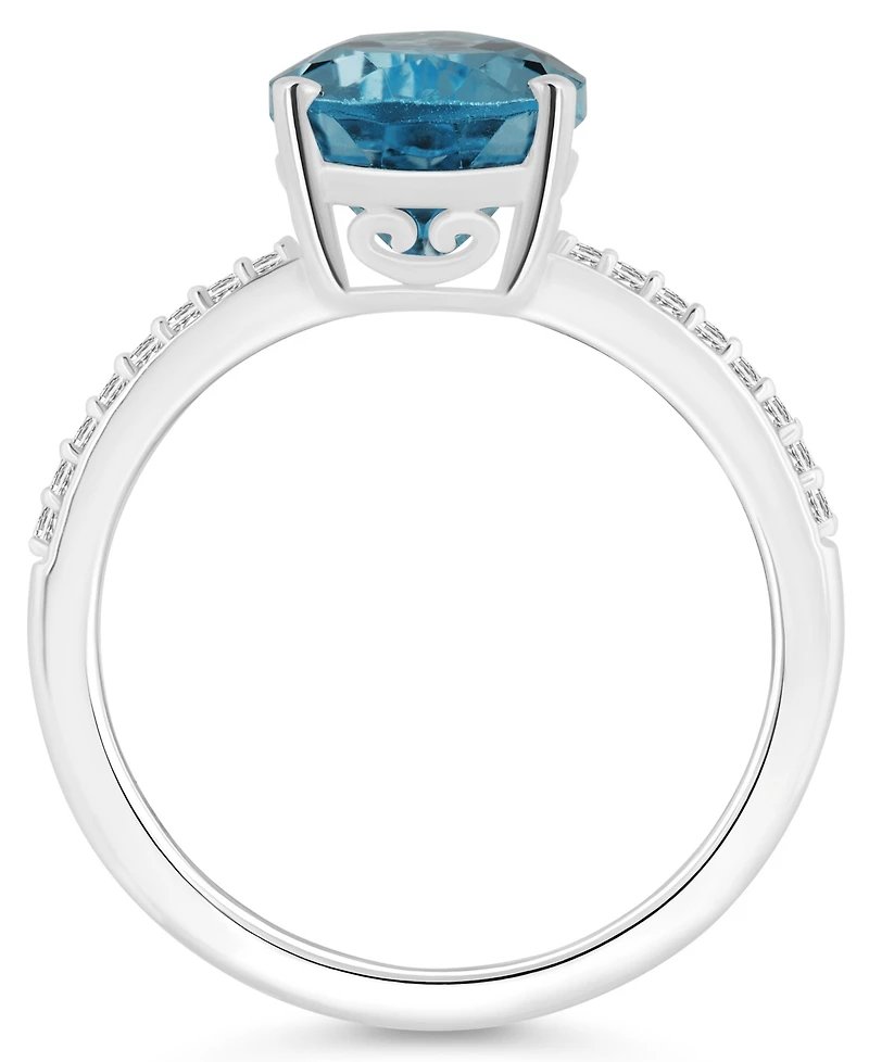 Macy's Women's London Blue Topaz (3-2/3 ct.t.w.) and Diamond (1/10 Ring Sterling Silver