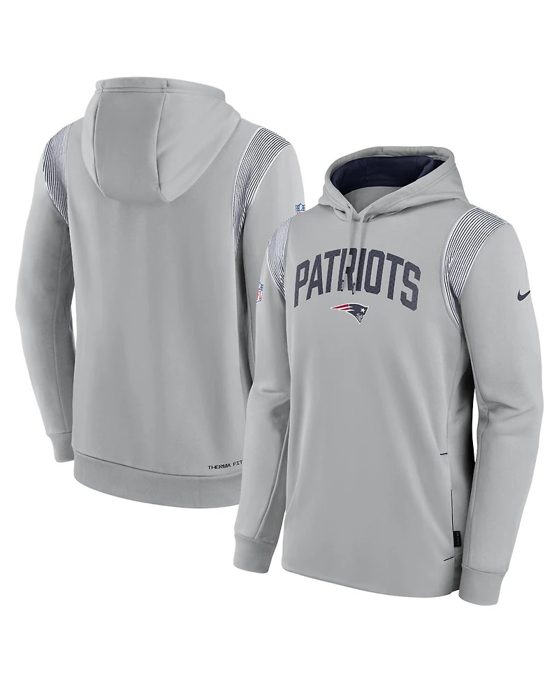 Men's Nike Gray New England Patriots Sideline Athletic Stack Performance Pullover Hoodie