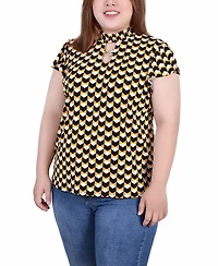 Ny Collection Plus Short Flutter Sleeve Mock Neck Top