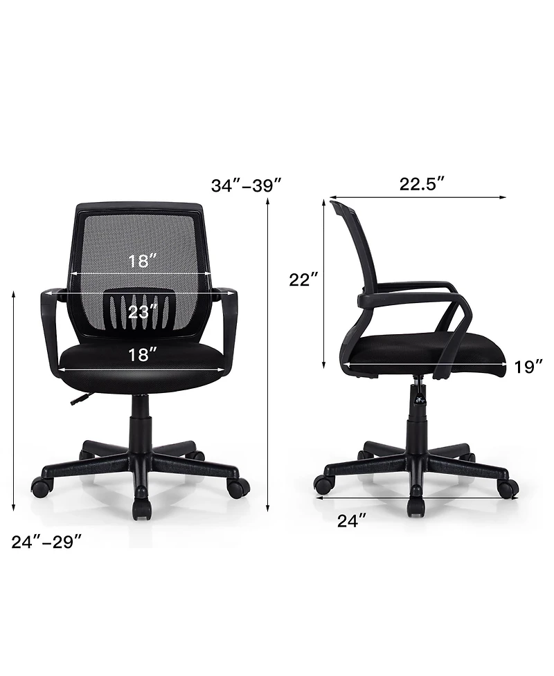 Costway Mid-Back Mesh Chair Height Adjustable Executive Chair