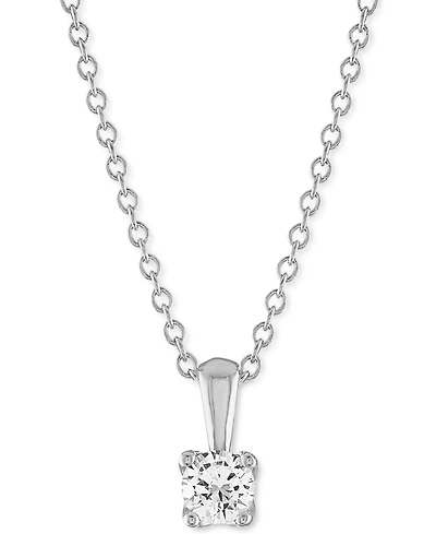 Alethea Certified Diamond 18" Pendant Necklace (1/3 ct. t.w.) in 14k White Gold featuring diamonds with the De Beers Code of Origin, Created for Macy'