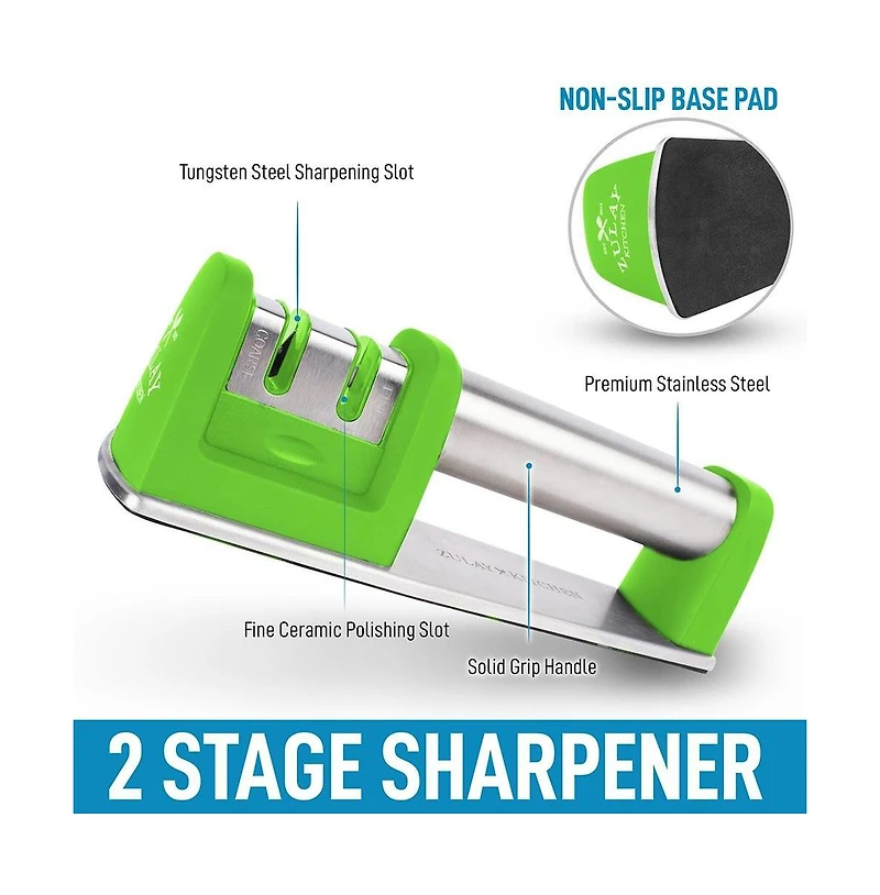 Premium Quality Knife Sharpener for Straight and Serrated Knives Stainless Steel Ceramic Tungsten