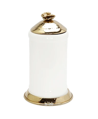 Classic Touch Glass Canister Hammered Lid and Base Flower Knob Set