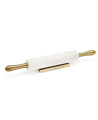 Classic Touch Marble Rolling Pin Hammered Handles and Base Set, 2 Piece