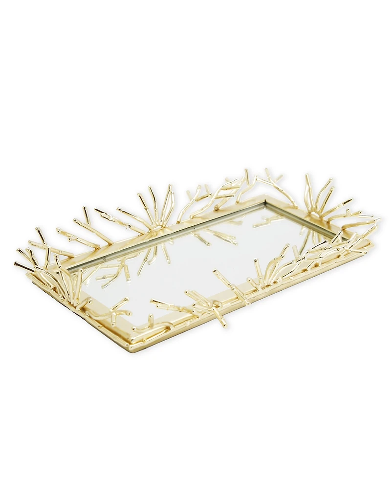 Classic Touch Rectangular Decorative Mirror Tray Design Border 16" x 9"