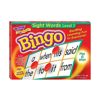 Sight Words Bingo Language Building Skill Game