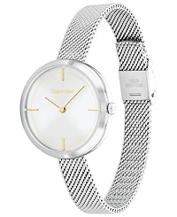 Calvin Klein Women's Silver-Tone Stainless Steel Mesh Bracelet Watch 30mm