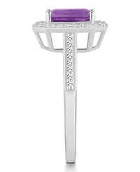 Macy's Amethyst (1-3/5 ct. t.w.) and Diamond (1/5 Halo Ring Sterling Silver